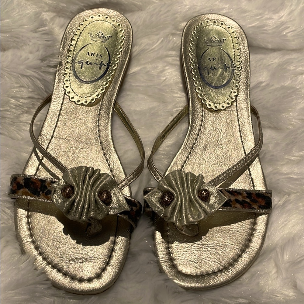 GOLD LEOPARD RIBBON SANDALS  39